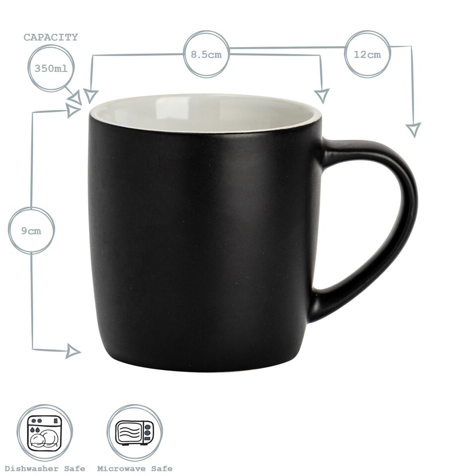 image 1 of Argon Tableware Matt Coloured Coffee Mugs - 350ml - Black - Pack of 4 | Black | Black | 4