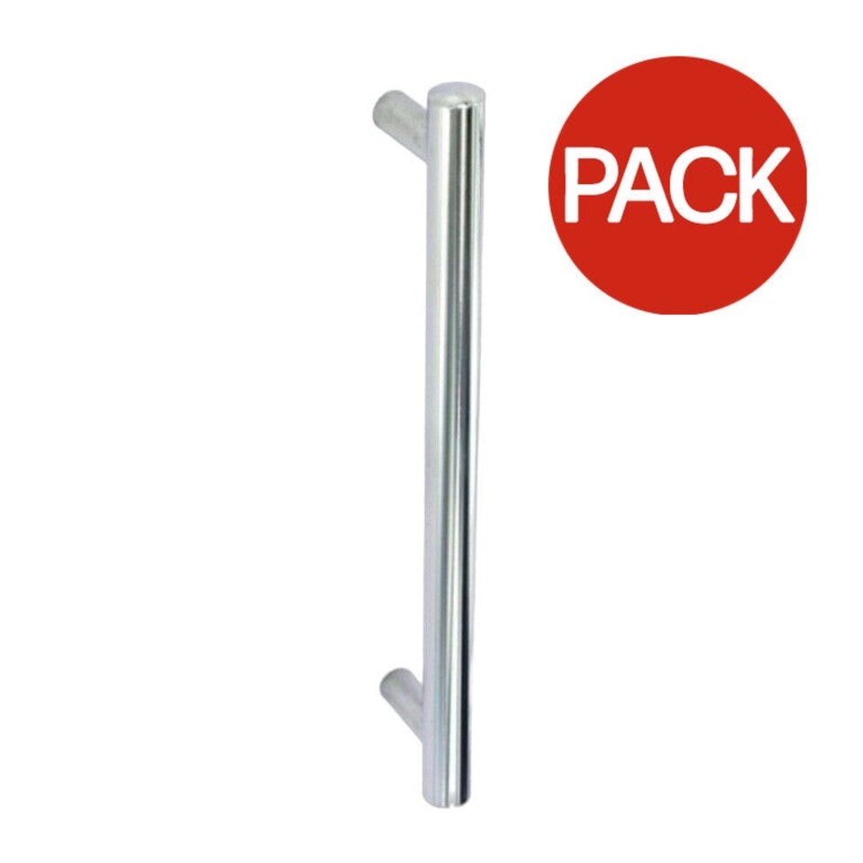Securit Bar Chrome Plated Cupboard Handle (Pack of 2) - Silver - 128mm