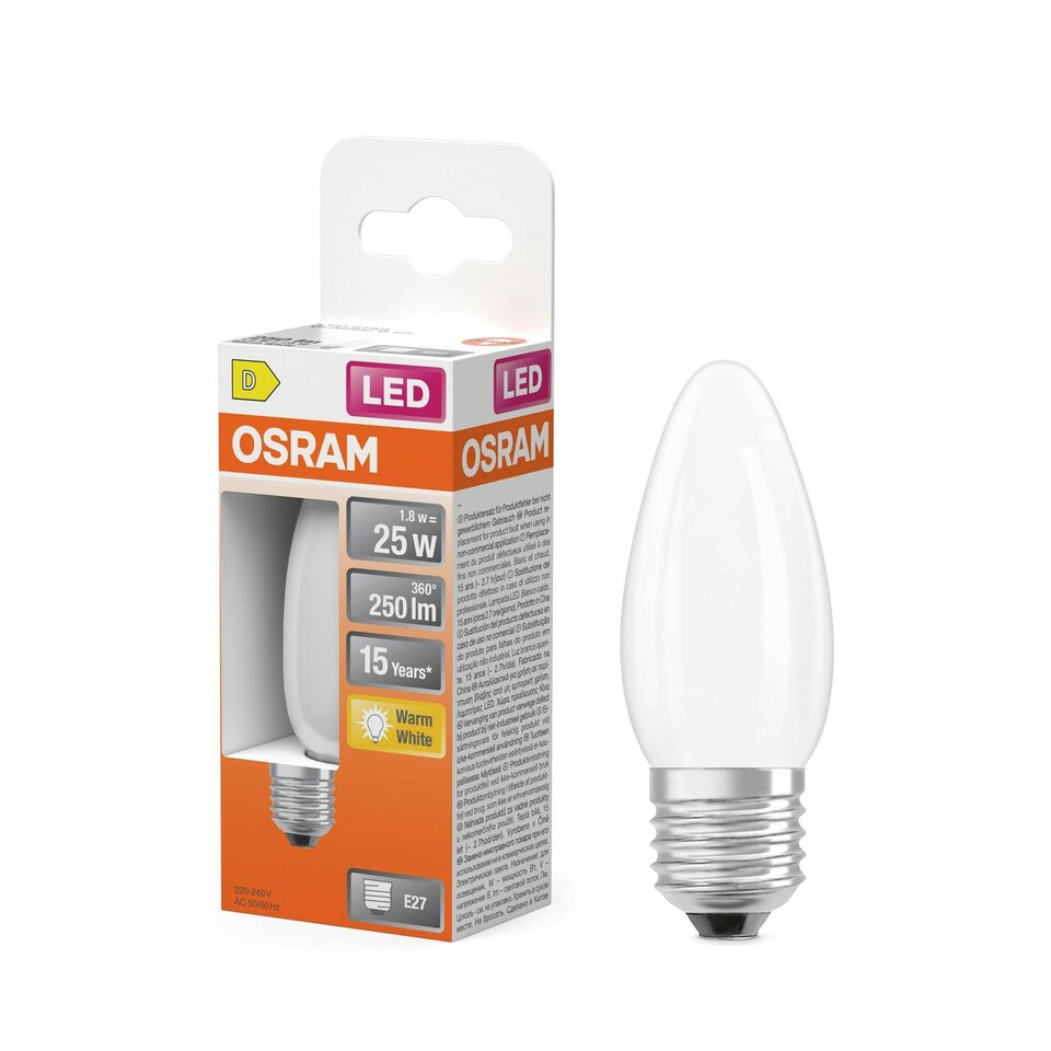 image 1 of Osram LED Lamp Star Light Bulb Candle Shape B25 Filament 6 Pack