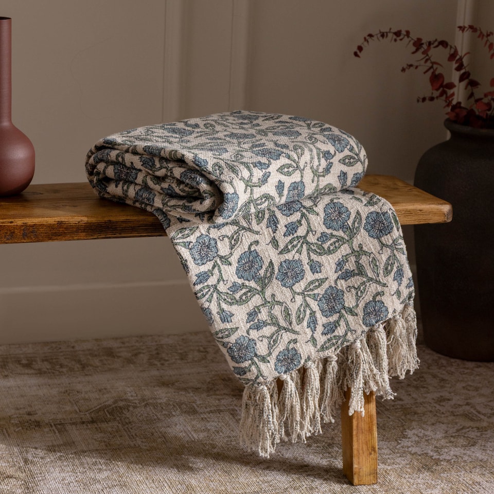 image 1 of Paoletti Delphine Printed 100% Cotton Throw