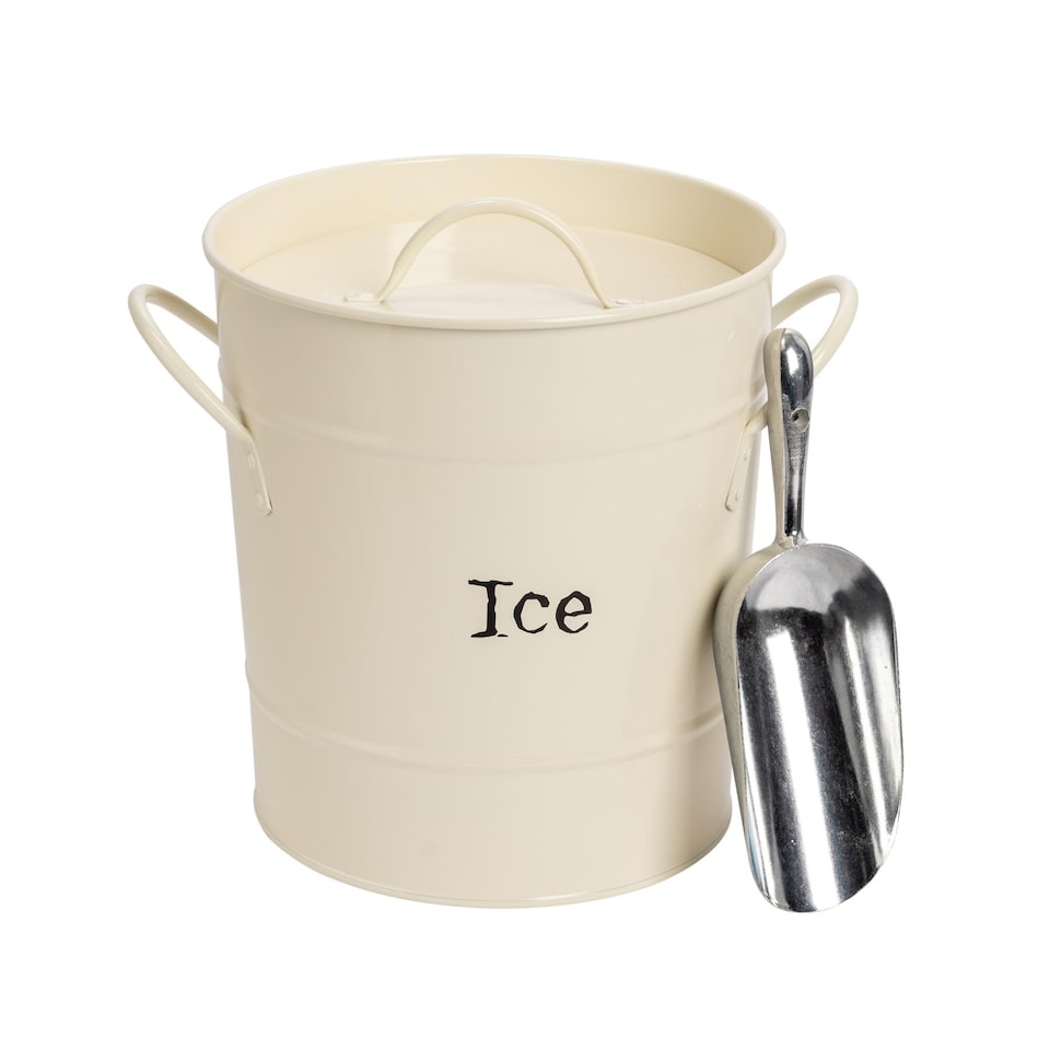 image 1 of Harbour Housewares Vintage Metal Ice Bucket with Scoop - Cream