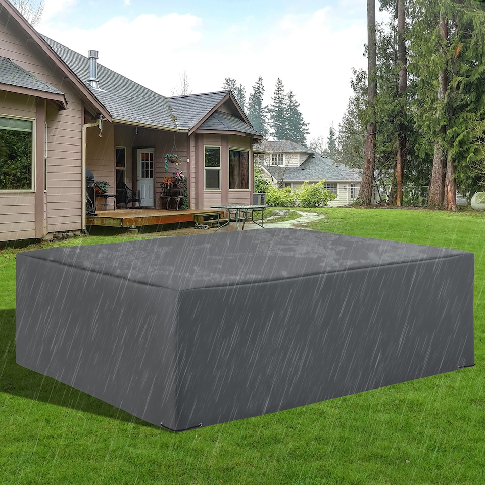 image 1 of Outsunny 205x192cm Outdoor Garden Furniture Protective Cover Water UV Resistant | Grey | Grey | 225cm x 210cm x 70cm