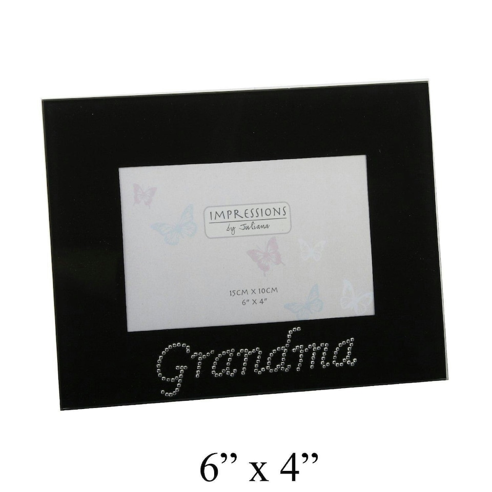 image 1 of Impressions Photo Frame Black/Crystal "Grandma" 4"x6"