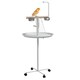 image 1 of PawHut Bird Table with Four Wheels, Perches, Stainless Steel Bowls, Round Tray