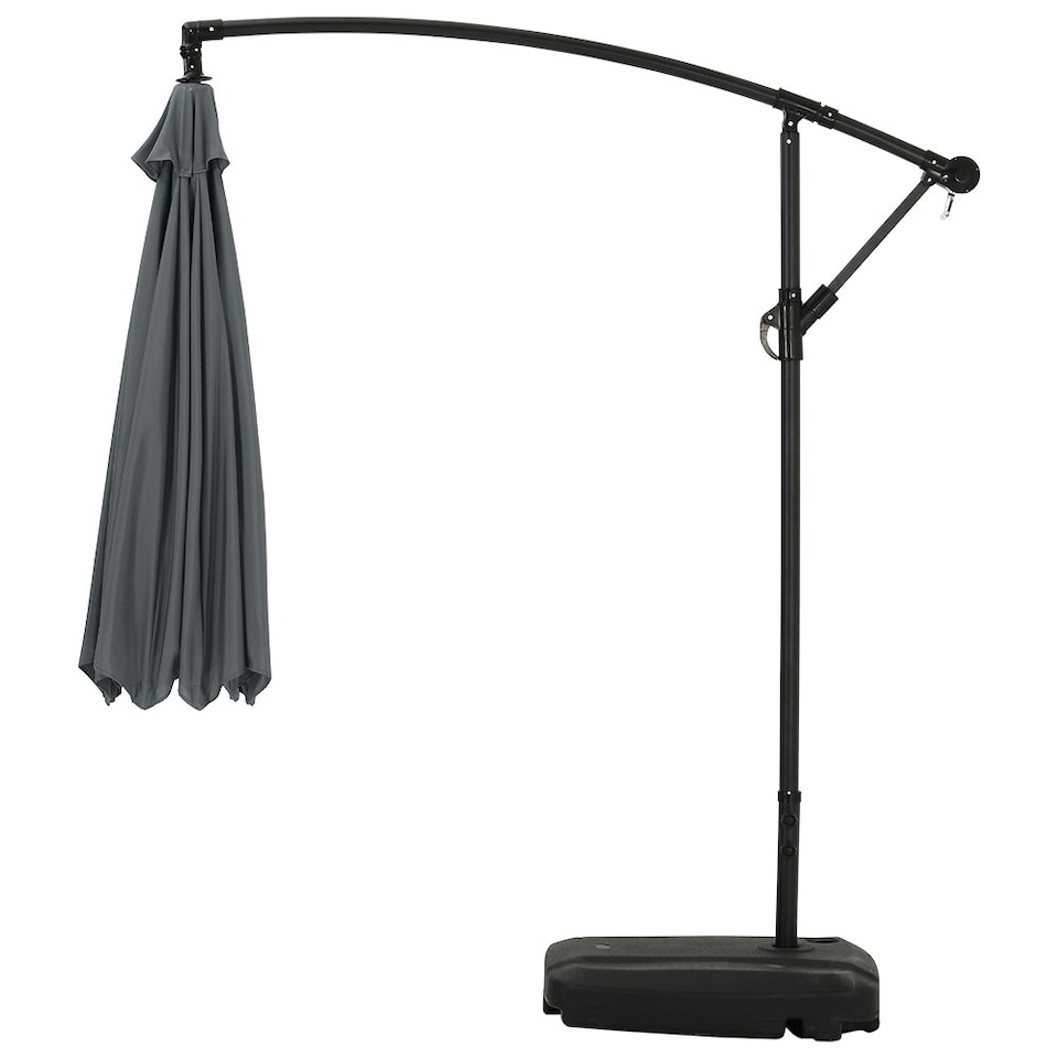 image 1 of Living and Home 3M Large Banana Cantilever Patio Parasol with Base on Wheels - Grey