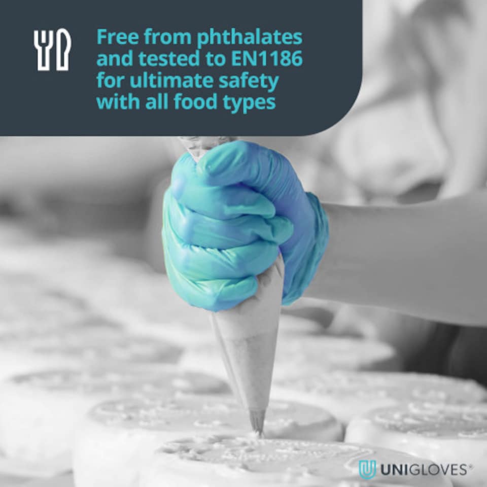 image 1 of 1000x Unigloves Opal Nitrile Gloves | Blue | Opal | Extra Large | 1