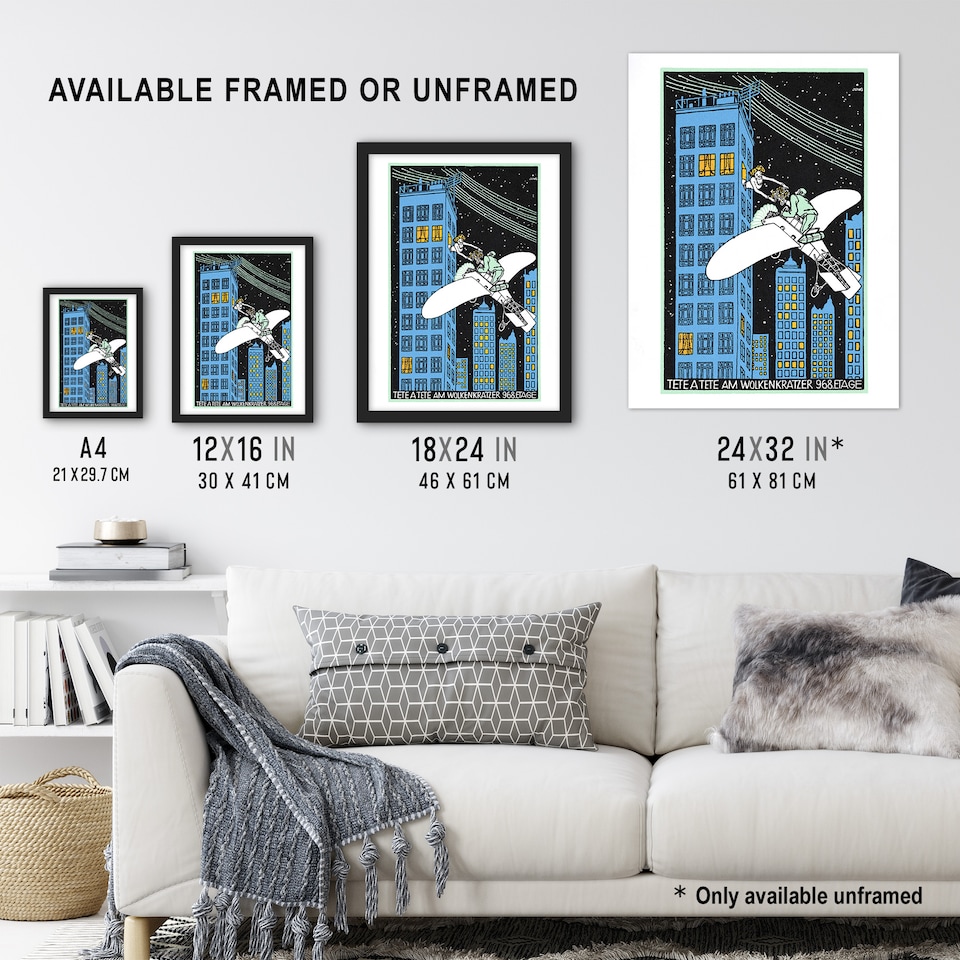 image 1 of Rendezvous on 968th Floor of a Skyscraper Jung Wall Art Poster Print 12X16"