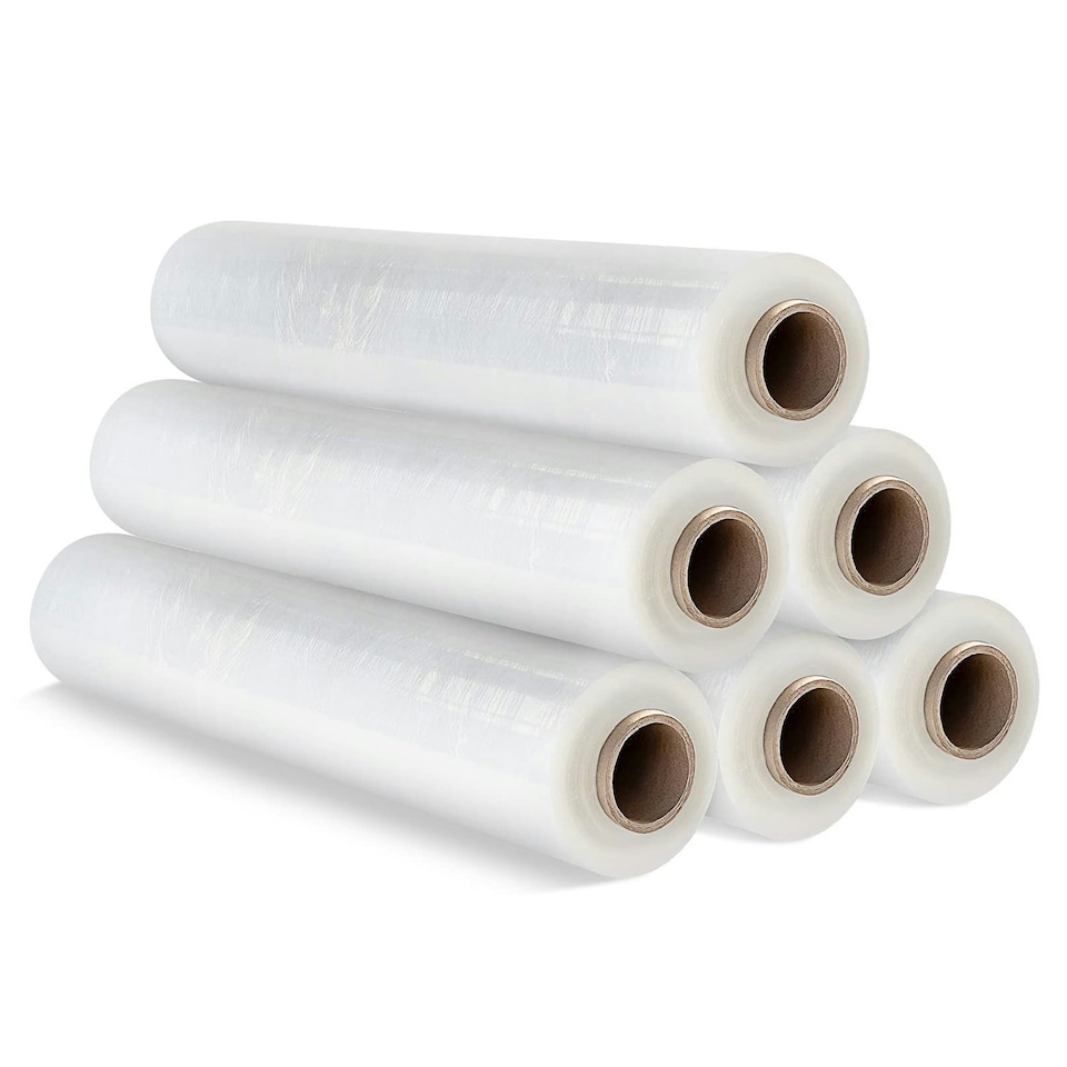 image 1 of 6 x 400mm Easy To Use Clear Shrink Wrap Roll Water & Moisture Proof Pallet Stretch Wrap