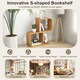 image 7 of COSTWAY 2-Tier S-Shaped Bookcase Bamboo Bookshelf Brown