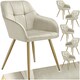 image 1 of Chair Marilyn - quilted velvet look, continuous backrest, golden steel legs - Set of 6 Cream | Cream/Gold