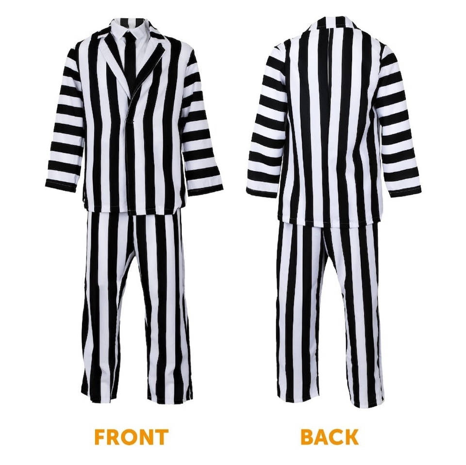 image 1 of Striped Ghost Costume | Black | L