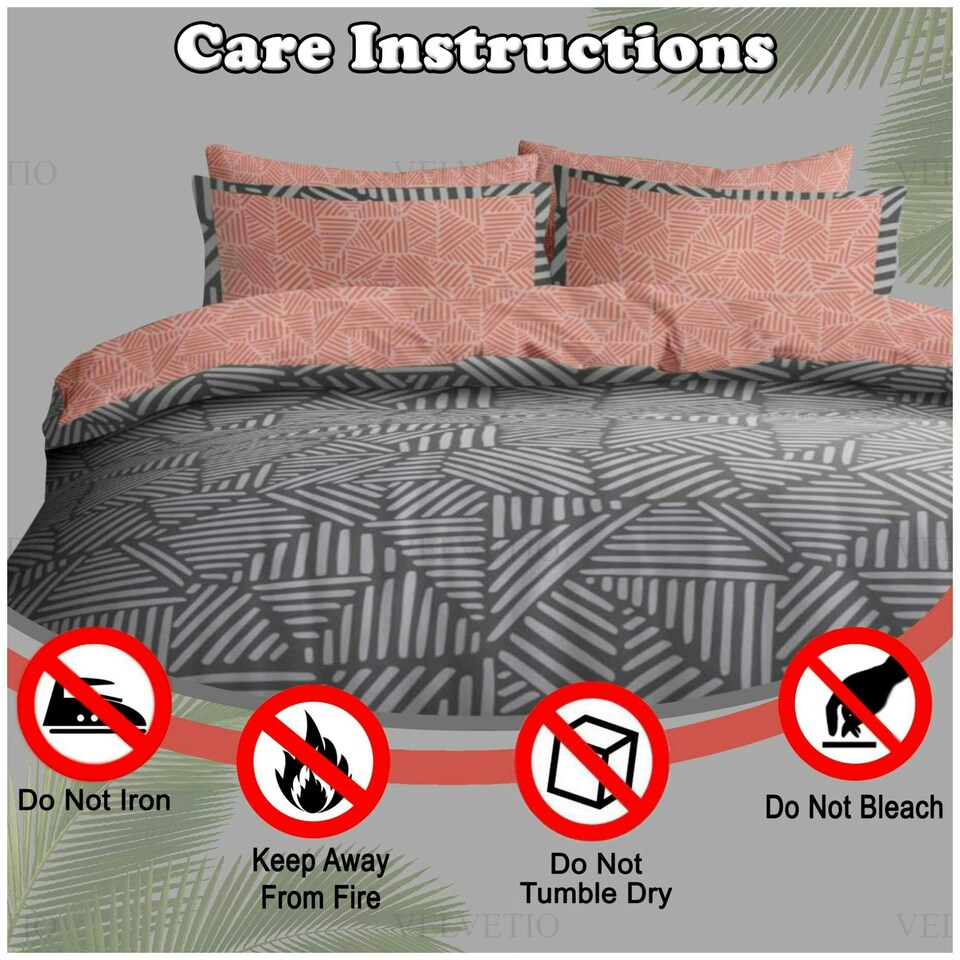 image 1 of VELVETIO Cruz Complete Duvet Cover Set with Fitted Sheet Printed Bedding Quilt Grey | Single