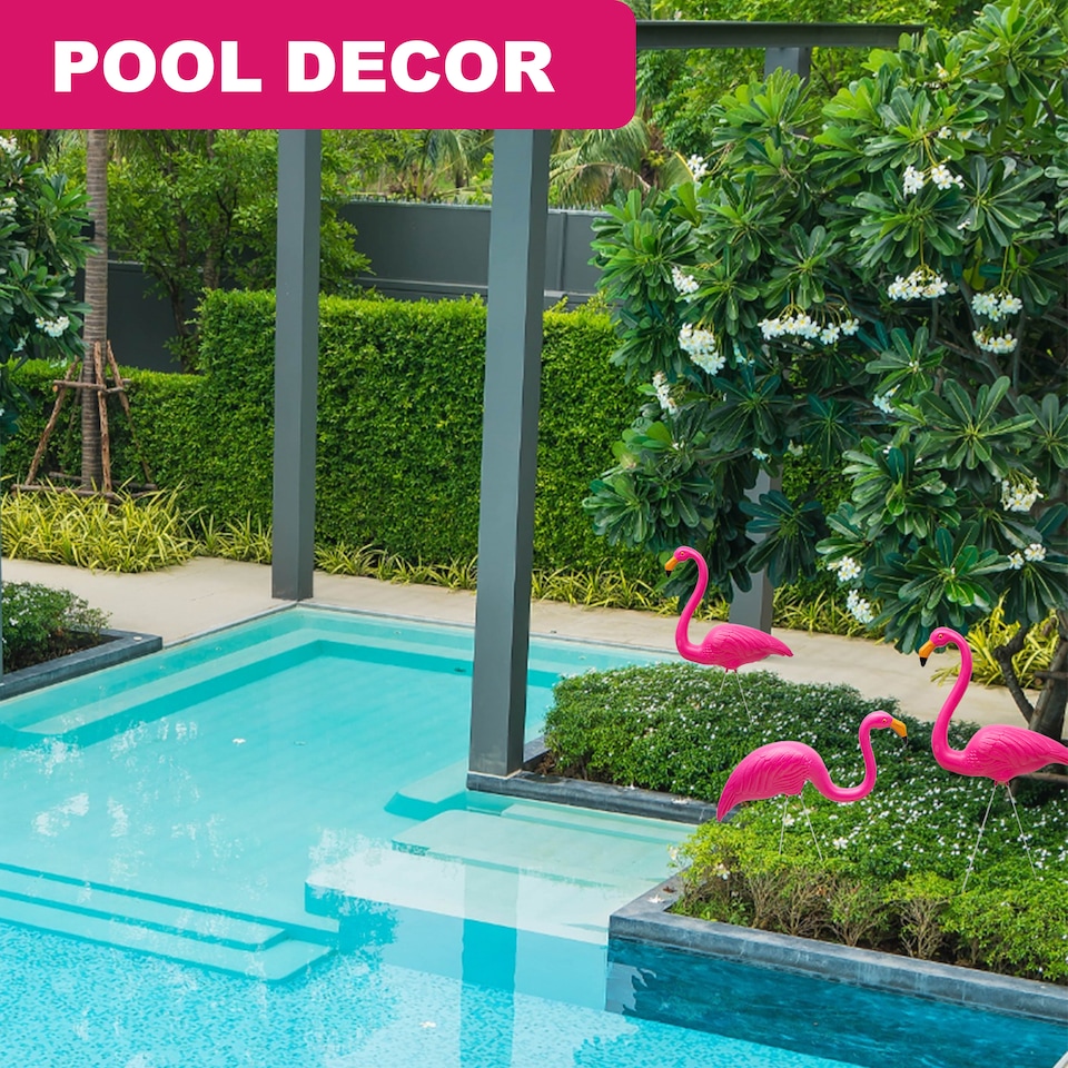 image 1 of Garden Flamingo Pair Ornaments with Ground Spikes Decor Durable PE Weatherproof