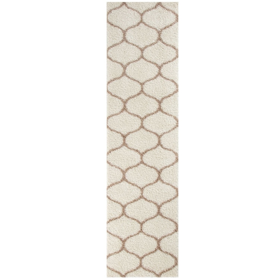 image 1 of The Rugs Moroccan Collection Soft High Pile Shaggy Trellis Floor Rugs and Runners Living Room