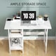 image 4 of HOMCOM Compact Computer Desk with Storage Shelves, Study Table with Bookshelf, PC Table Workstation for Home Office, Study, Easy Assembly, 106 x 51cm, White | White
