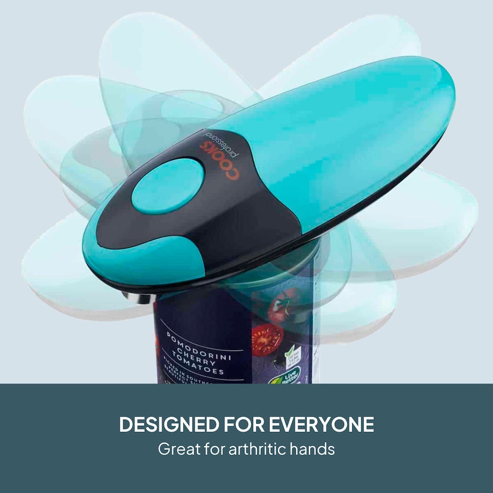 image 1 of Cooks Professional Automatic Can Opener with Simple One Touch Operation | Blue | Teal & Black
