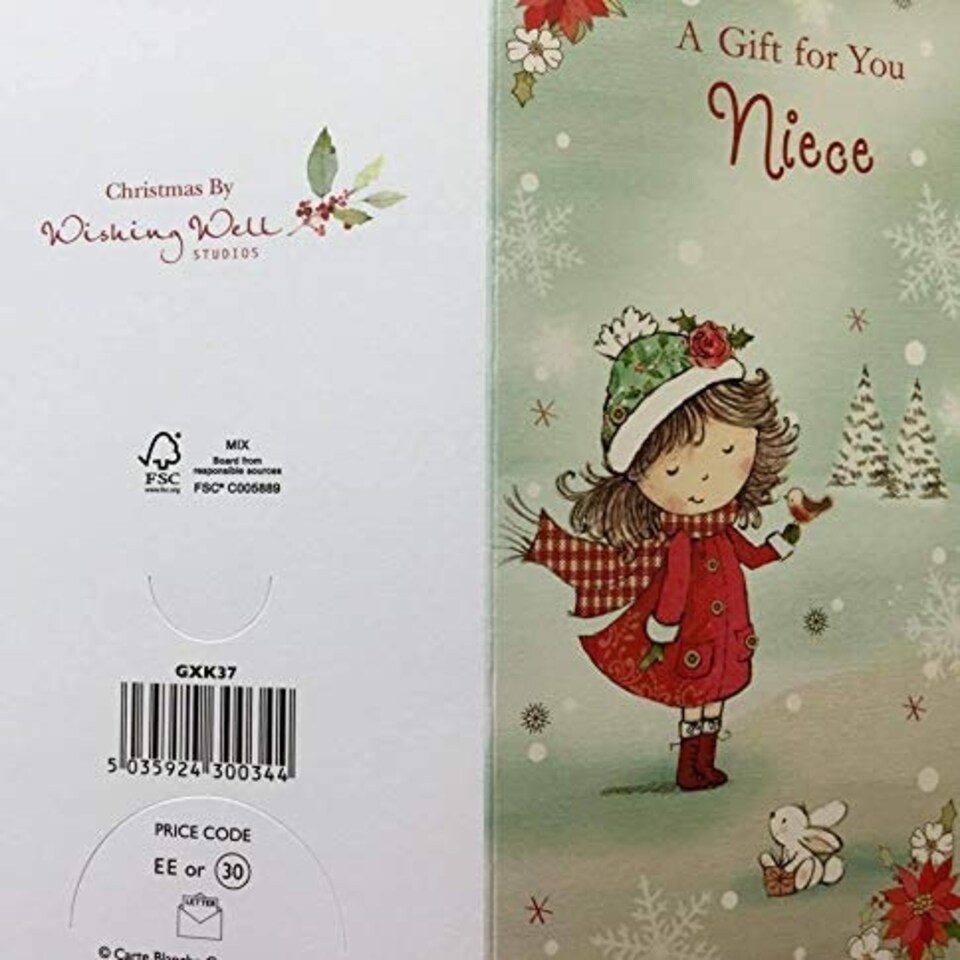 image 1 of NIECE CUTE TRADITIONAL CHRISTMAS MONEY GIFT PRESENT GREETING CARD