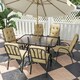 image 2 of Outsunny 7 PCs Garden Dining Set, Glass Table with Hole & Cushion