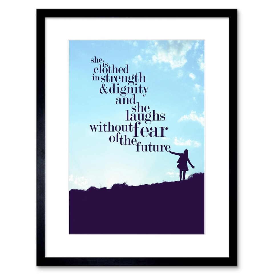 image 1 of Quote She Dressed Strength Dignity 9x7" Black Framed Wall Art Print