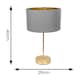 image 4 of ValueLights Charlie Gold Table Lamp Grey Gold Inner Shade & Bulb | Grey