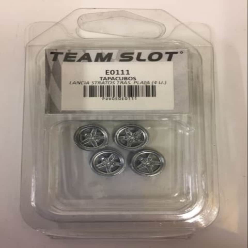 Team Slot E0111 Lancia Stratos Rear Wheel Inserts Silver Painted x 4