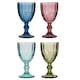 image 2 of Set of 4 Mix Match Embossed Palazzo Coloured Glass Wedding Decor Glassware Wine Goblets 350ml