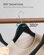 image 6 of Set of 20 Wooden Clothes Hangers with Non-Slip Trouser Bar and Rotating Hooks, Black and Silver