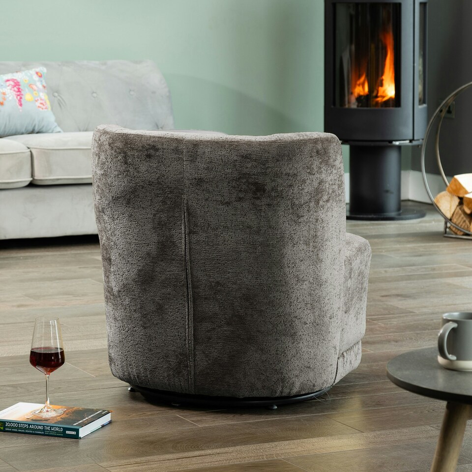 image 1 of Camarillo Swivel Base Fabric Accent Chair - Dark Grey
