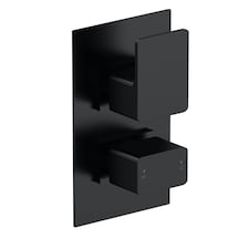 Concealed Twin Thermostatic Shower Valve Diverter Matt Black 215mm | Black | Matt Black | 1