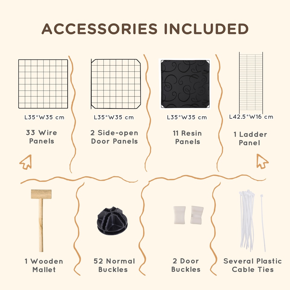 image 1 of PawHut Pet Playpen with Door, Guinea Pigs Metal Mesh Cage, Customizable Fence for Small Animal, Chinchilla, for Indoor and Outdoor Use, with Mallet, Black