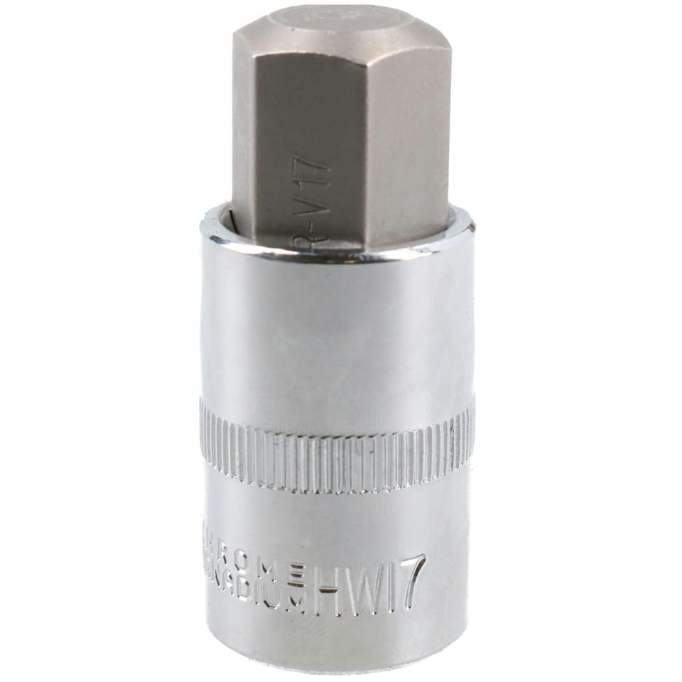 image 1 of 17mm Hex Bit Metric Allen Socket Male 1/2" Drive 55mm Length Strengthened Tip