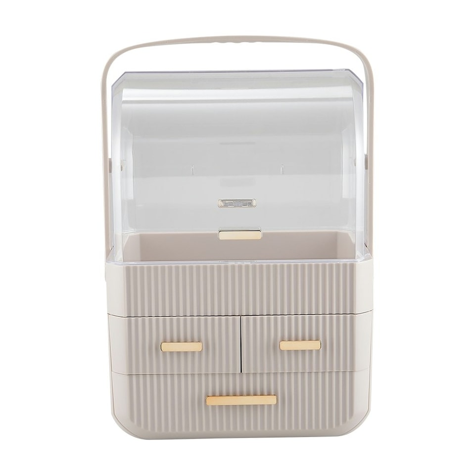image 1 of Living and Home Desktop Makeup Storage Organizer with 3 Drawers - White