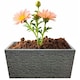 image 1 of 2 x Brick Slate Effect Trough Patio Planters Pewter Grey Large Garden Flower Pots Grey