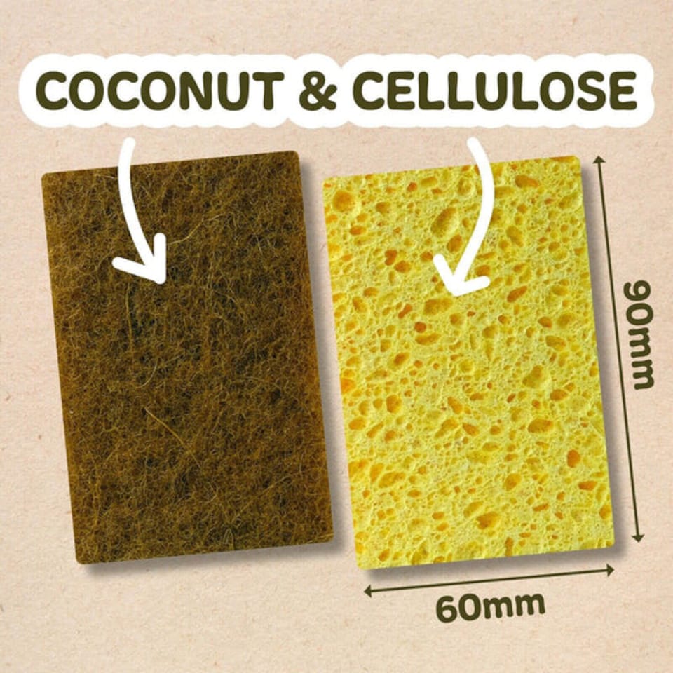 image 1 of EcoVibe Natural Coconut & Cellulose Sponge Scourers (Pack of 6)