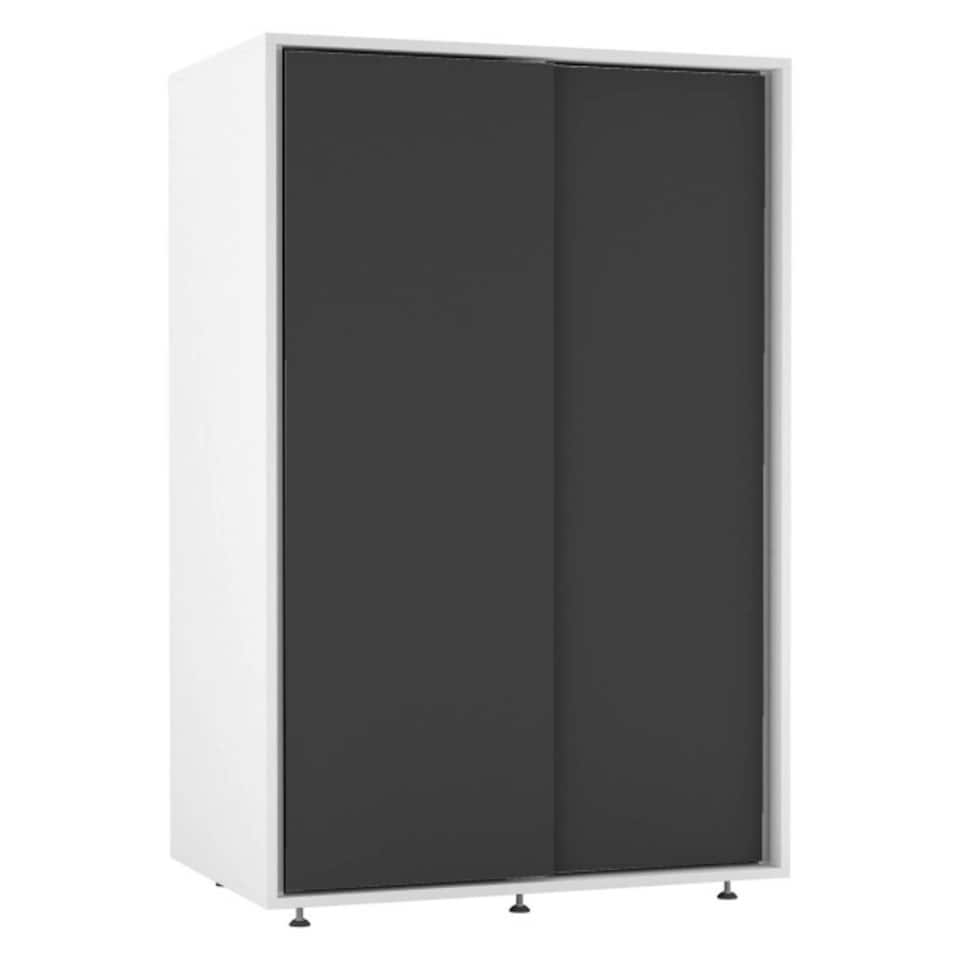 image 1 of URBNLIVING 2 Sliding Door Wardrobe 120cm Freestanding Unit | Multi | White Carcass + Black Doors | 1
