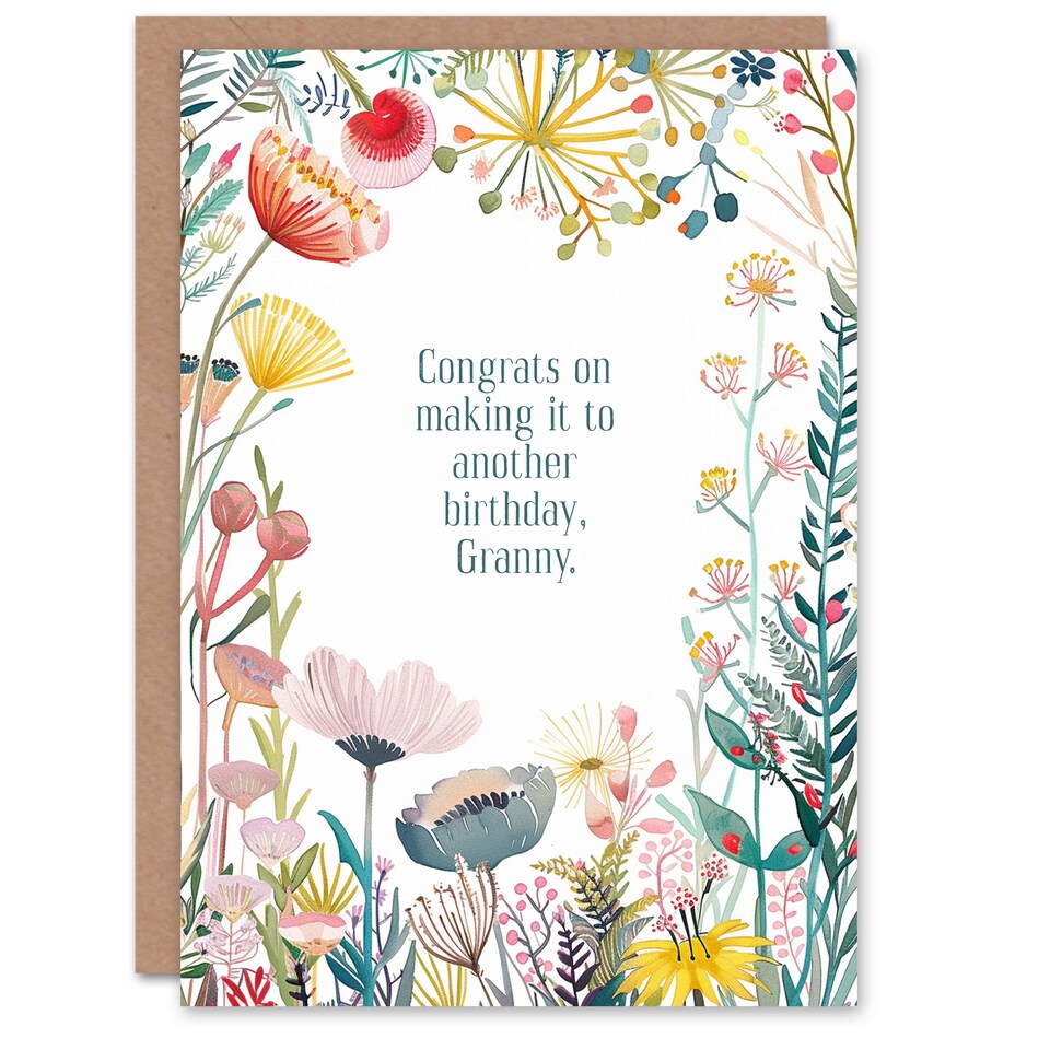 image 1 of Greeting Card Congrats On Making It Granny Floral Flowers Birthday
