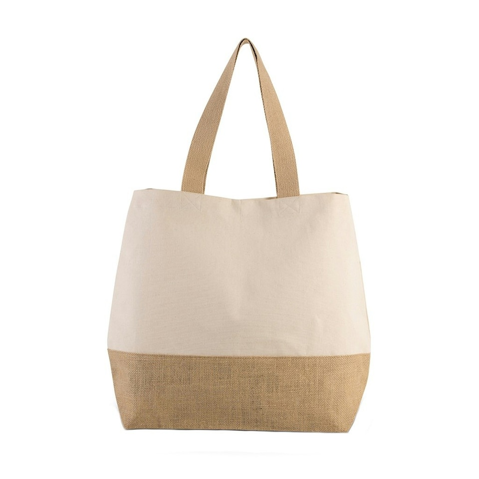 image 1 of Kimood Canvas And Jute Shopper Bag - Natural/Natural - One Size Cream