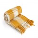image 2 of Comfy Check Collection Recycled Cotton Throw in Ochre (70" x 100")