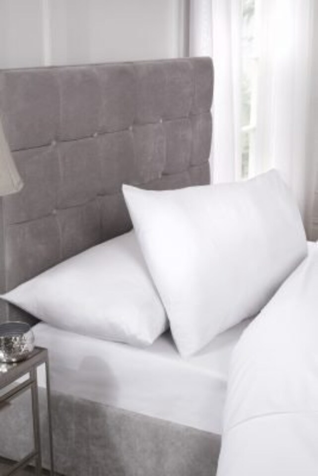 image 1 of Percale Collection 180 Thread Count Percale Fitted Sheet in White - King
