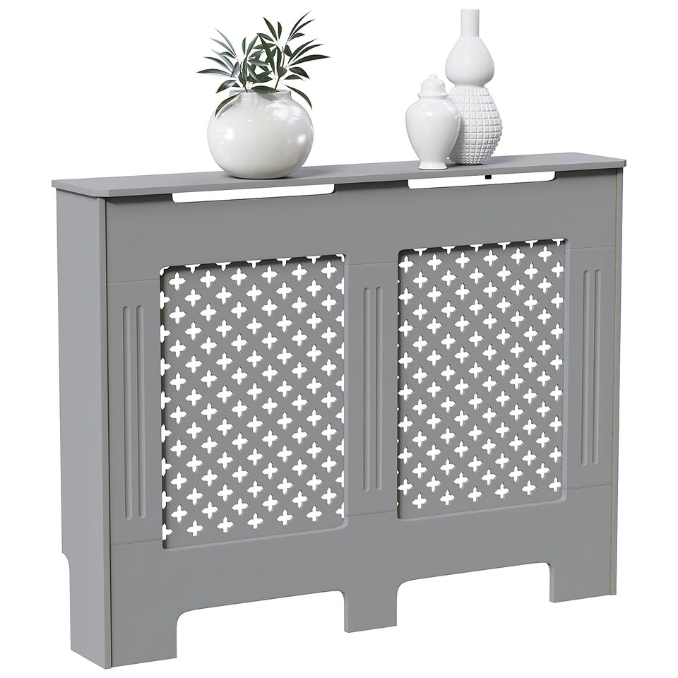 image 1 of Vida Designs Oxford Radiator Cover Painted MDF Cabinet, Grey, 111cm