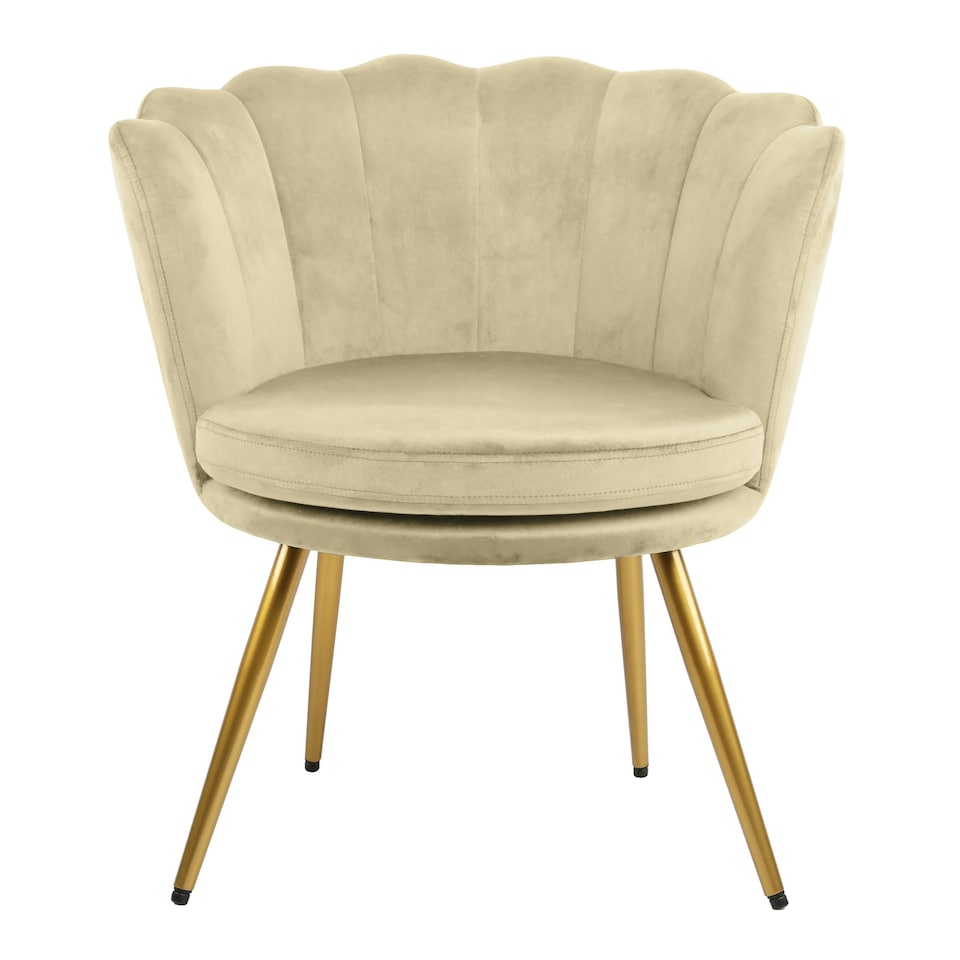 image 1 of FLORA Petal Chair Velvet Upholstered Fabric - Champagne Yellow | Champagne
