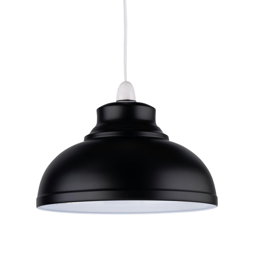 image 1 of Set of 2 Dome - Black Easy Fit Metal Pendant Shades Black