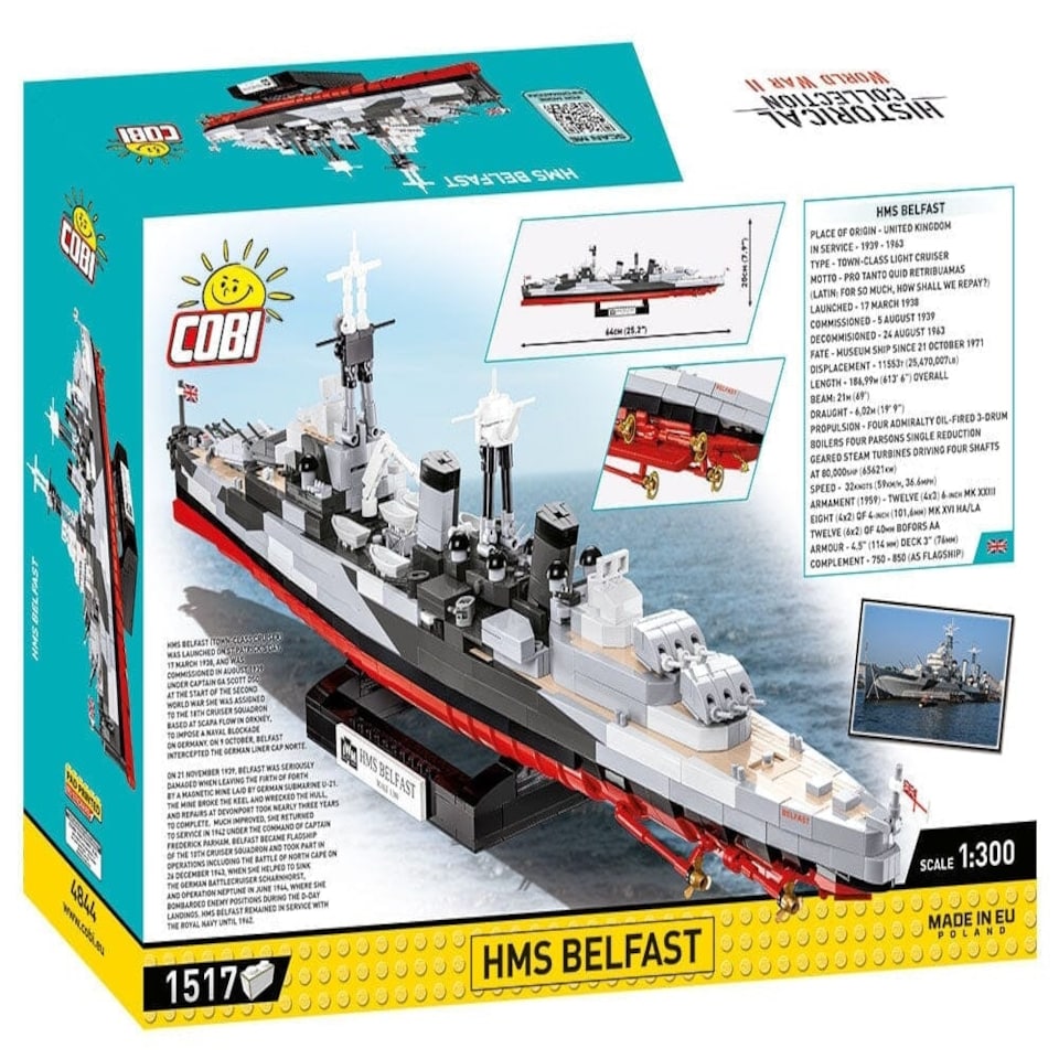 image 1 of HMS Belfast ship brick model - COBI 4844 - 1517 bricks