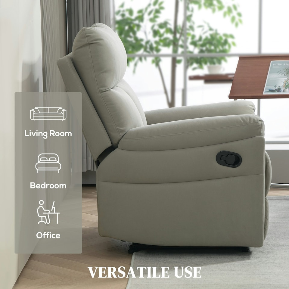 image 1 of HOMCOM Recliner Armchair, Reclining Chair with Adjustable Leg Rest Grey 