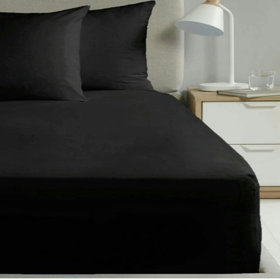 image 1 of Percale Extra Deep 16" Fitted Sheet - Black - Super King
