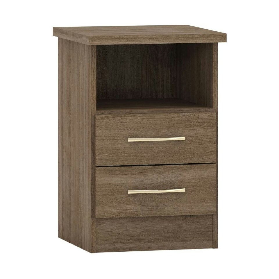 image 1 of Nevada 2 Drawer Bedside Cabinet Brown | Rustic Oak