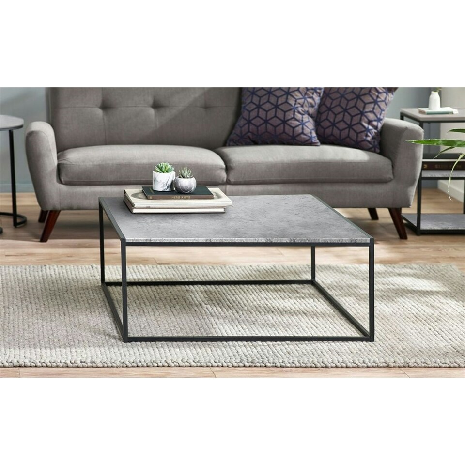 image 1 of Concrete Effect Square Coffee Table | Grey | Grey