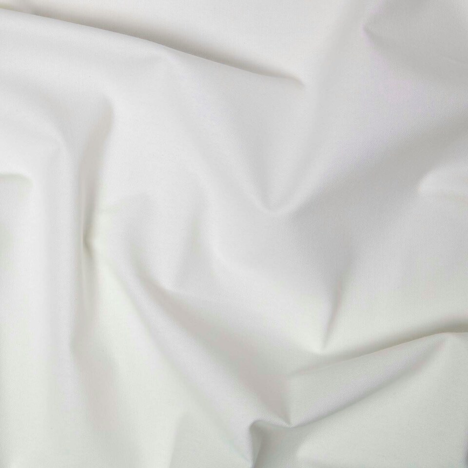 image 1 of Homescapes Pure Cotton Plain Off White Fabric 150 cm Wide | White | 150cm(60") wide, sold per metre length