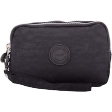 Lorenz Womens Large Zip Round Multi-Compartment Purse / Clutch / Money Holder Wrist Strap | Black | Black