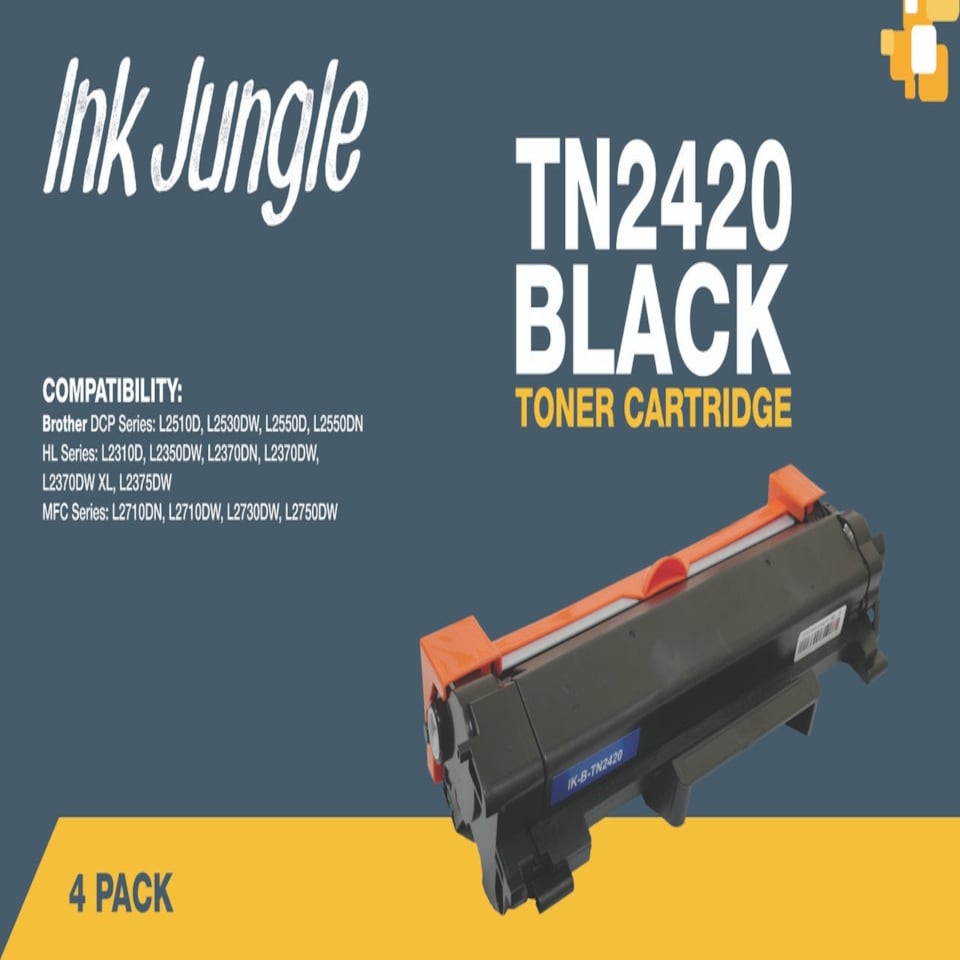 image 1 of 4x Compatible Brother TN2420 Black Toner Cartridges Black